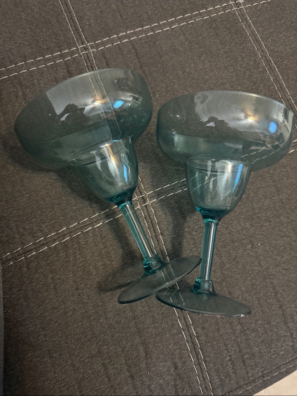 Set of Two Teal Acrylic Margarita/Cocktail Glasses
